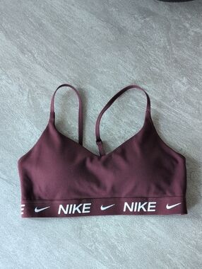 Nike Women's Burgundy Logo Elastic Sports Bra